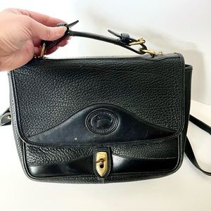 SOLD - Vintage Dooney & Bourke Black Turn Lock Carrier Crossbody Handbag
